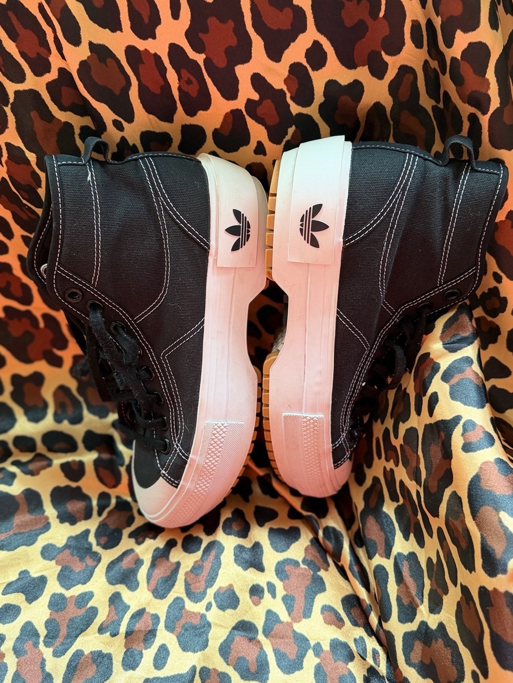 adidas Black High-Top Canvas Platform Sneakers - Picture 7 of 7